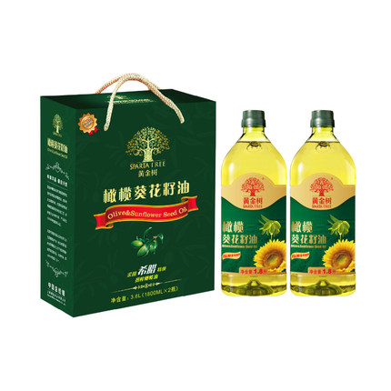 黄金树压榨橄榄葵花食用调和油礼盒装1.8L*2