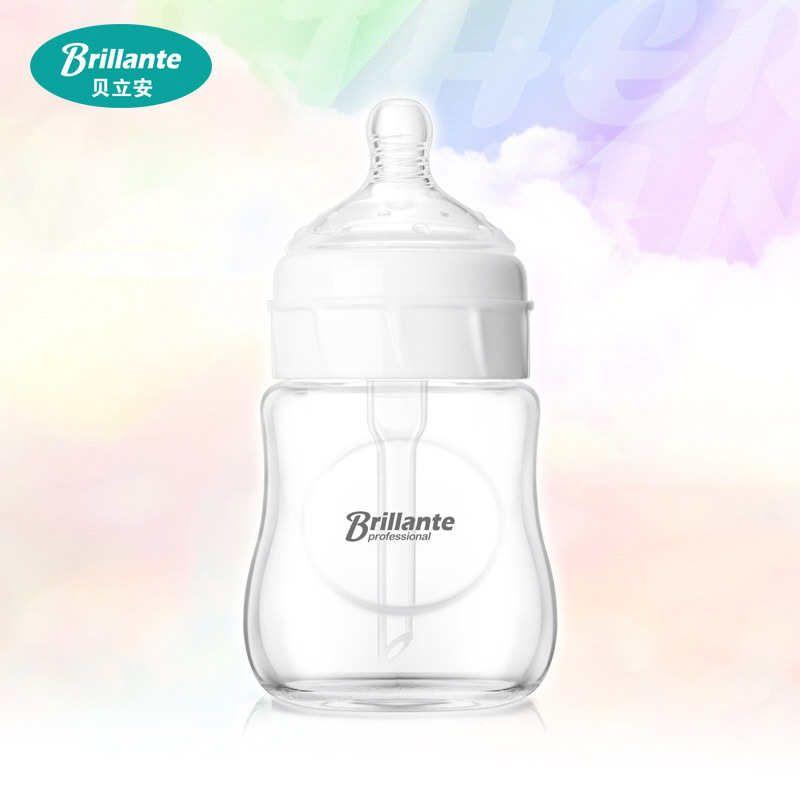 贝立安 宽口婴儿新生儿高硼硅玻璃奶瓶防吐奶防胀气150ml