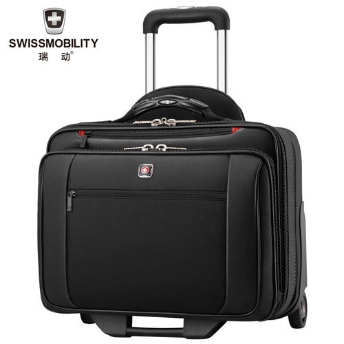 瑞动SWISSMOBILITY17寸商务时尚拉杆箱 登机行李旅行箱 黑色MT-5519-02T00